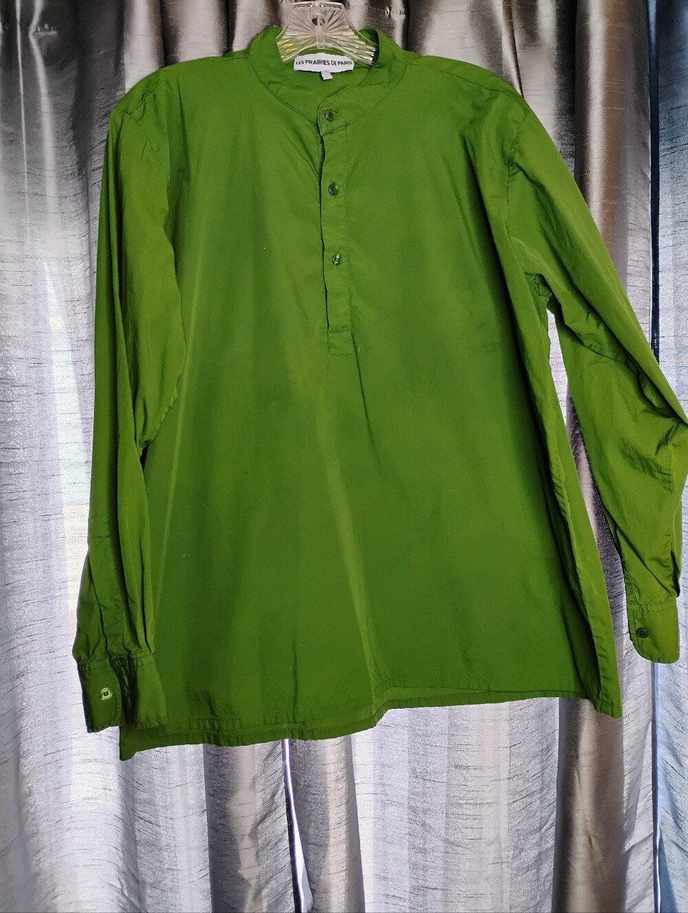 Les Prairies De Paris Green Button Tunic Shirt